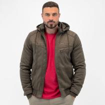 Jaqueta Gangster em Suede com Capuz Masculina
