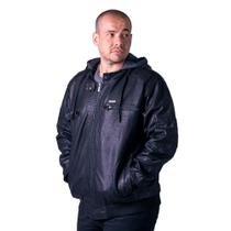 Jaqueta Gangster PU Masculina Plus Size 56060017 Preta