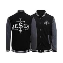 Jaqueta Gráfica Estilo Preppy Masculina Jesus Salvou Minha Vida S-5XL Uniforme Casual De Beisebol Jaqueta Gráfica Estilo Preppy Masculina Jesus Salvou Minha Vida S-5XL Uniforme Casual De Beisebol