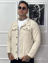 Jaqueta Homem Jeans Masculina Casual Lavagem Escura com Puído