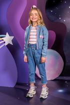 Jaqueta Infantil Bomber em Jeans Zíper e Bolso Bordado Unicórnio - Kukie Jaqueta Infantil Bomber em Jeans Zíper e Bolso Bordado Unicórnio - Kukie