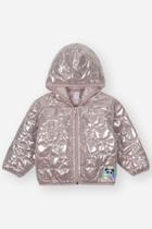 Jaqueta Infantil Cindi Matelassê Metálica Rosa com Capuz