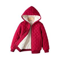 Jaqueta Infantil Com Capuz Forrada Em Teddy, Estilo Argyle, Com Zíper E Forro De Fleece Jaqueta Infantil Com Capuz Forrada Em Teddy, Estilo Argyle, Com Zíper E Forro De Fleece