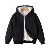 Jaqueta Infantil De Fleece Com Capuz E Forro Teddy, Estilo Argyle, Com Zíper Jaqueta Infantil De Fleece Com Capuz E Forro Teddy, Estilo Argyle, Com Zíper