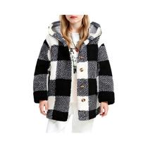 Jaqueta Infantil De Pelúcia Xadrez Com Capuz, Casaco Quente Casual De Manga Longa Para Inverno, Moda Jaqueta Infantil De Pelúcia Xadrez Com Capuz, Casaco Quente Casual De Manga Longa Para Inverno, Moda