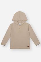 Jaqueta Infantil Divertto de Moletom com Capuz Bege e Etiqueta Bordada