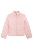 Jaqueta Infantil Dupla Face Estilo Puffer Alongada em Nylon e Veludo Ursinha - Infanti
