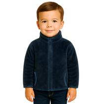 Jaqueta Infantil Fleece Azul Marinho Pelúcia Aconchego Plush Jaqueta Infantil Fleece Azul Marinho Pelúcia Aconchego Plush