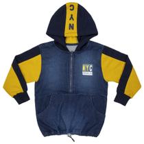Jaqueta Infantil Look Jeans Parka Moletom Jeans - UNICA - G Jaqueta Infantil Look Jeans Parka Moletom Jeans - UNICA - G
