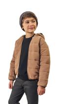 Jaqueta Infantil Masculina Bobojaco Menino Pufeer Marrom Da Divertto Com Capuz 17891