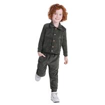 Jaqueta infantil masculina veludo cotele com bolsos