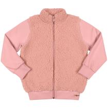 Jaqueta Infantil Menina Inverno Moletom E Pelo Teddy Rosa Tam 4 a 12 - Angerô