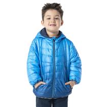 Jaqueta Infantil Menino Nylon Acolchoado Capuz Inverno Azul - VRASALON