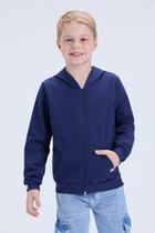 Jaqueta Infantil Unissex de Inverno Moletom Liso com Capuz