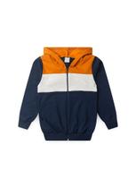 Jaqueta Inverno Menino Marinho Com Capuz em Moletom com Recortes