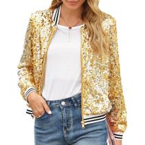 Jaqueta itnpbwus Sparkly Baseball feminina Color Block Gold XL Jaqueta itnpbwus Sparkly Baseball feminina Color Block Gold XL
