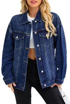 Jaqueta Jeans Azul Escuro Muundim Plus Size - Moda Feminina