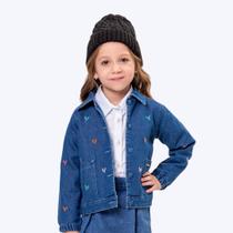 Jaqueta Jeans Bordado Coração Infantil Menina Vigat 4010