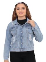 Jaqueta Jeans Botões Encapados Moda Feminina