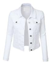 Jaqueta Jeans Branca Feminina - Mandalun - Jaqueta Branca
