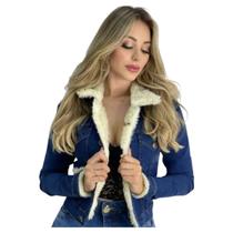 Jaqueta Jeans Casaco Feminino Pelúcia Rosa Inverno 23 Graus