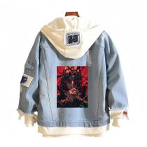 Jaqueta jeans casual com impressão digital Naruto Uchiha Itachi
