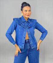 Jaqueta Jeans Com Babado no Ombro 6270 Jaqueta Jeans Com Babado no Ombro 6270
