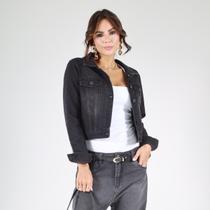Jaqueta Jeans Com Bolso Embutido Feminina Revanche Cristalina Jaqueta Jeans Com Bolso Embutido Feminina Revanche Cristalina