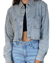 Jaqueta jeans com brilho chic REF211 Jaqueta jeans com brilho chic REF211