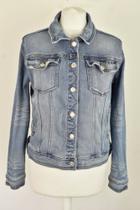 Jaqueta jeans com detalhe de franja tamanho único 42