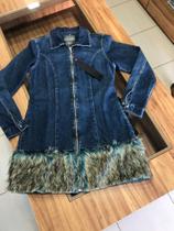 Jaqueta jeans com detalhe em pelo - Rafree Jaqueta jeans com detalhe em pelo - Rafree
