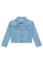 Jaqueta Jeans Com Elastano Azul Claro Infantil Menina Jaqueta Jeans Com Elastano Azul Claro Infantil Menina