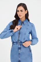Jaqueta Jeans Com Elástico No Cós Jaqueta Jeans Com Elástico No Cós