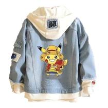 Jaqueta Jeans com Estampa Pikachu e Luffy - Modelo SENMU