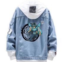 Jaqueta jeans com impressão digital Saint Seiya Shiryu para homens
