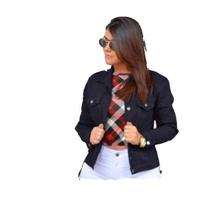 Jaqueta jeans com lycra moda feminina.
