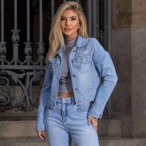 Jaqueta Jeans Com Pedraria Feminina Revanche Januária