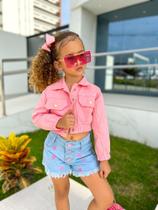 Jaqueta Jeans croppd Infantil Juvenil Feminina