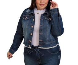 Jaqueta Jeans Cropped Feminina Plus Size Mimi Casaco Jeans - Lilih-Leon Cp
