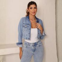 Jaqueta Jeans Cropped Feminina Revanche Mediolano Jaqueta Jeans Cropped Feminina Revanche Mediolano