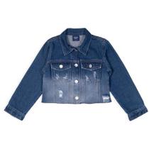 Jaqueta Jeans Cropped Indantil Mania Kids Detalhes em Destroyed
