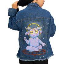 Jaqueta Jeans customizada Baphomet Jaqueta Jeans customizada Baphomet