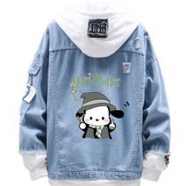 Jaqueta jeans de estilo casual Pochacco Dog Wizard para mulheres Jaqueta jeans de estilo casual Pochacco Dog Wizard para mulheres