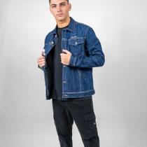 Jaqueta Jeans Escuro com Botão e Presponto Ocre Masculino Nicoboco - 100% Algodão - Alta Qualidade