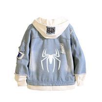Jaqueta jeans estampada com logotipo do Homem-Aranha Jaqueta jeans estampada com logotipo do Homem-Aranha