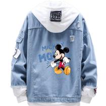 Jaqueta jeans estilo casual Mickey Mouse Pattern para homens