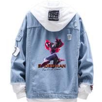 Jaqueta jeans estilo casual preta Spider-Man Fashion - WANGTIN