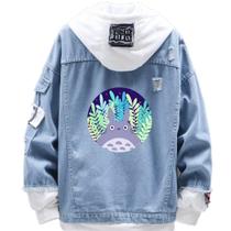 Jaqueta jeans, estilo de moda, impressão Totoro com amigos