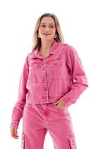 Jaqueta Jeans Feminina Arauto Color Rosa
