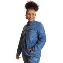 Jaqueta Jeans Feminina Bordada Plus Size Lunender Jaqueta Jeans Feminina Bordada Plus Size Lunender